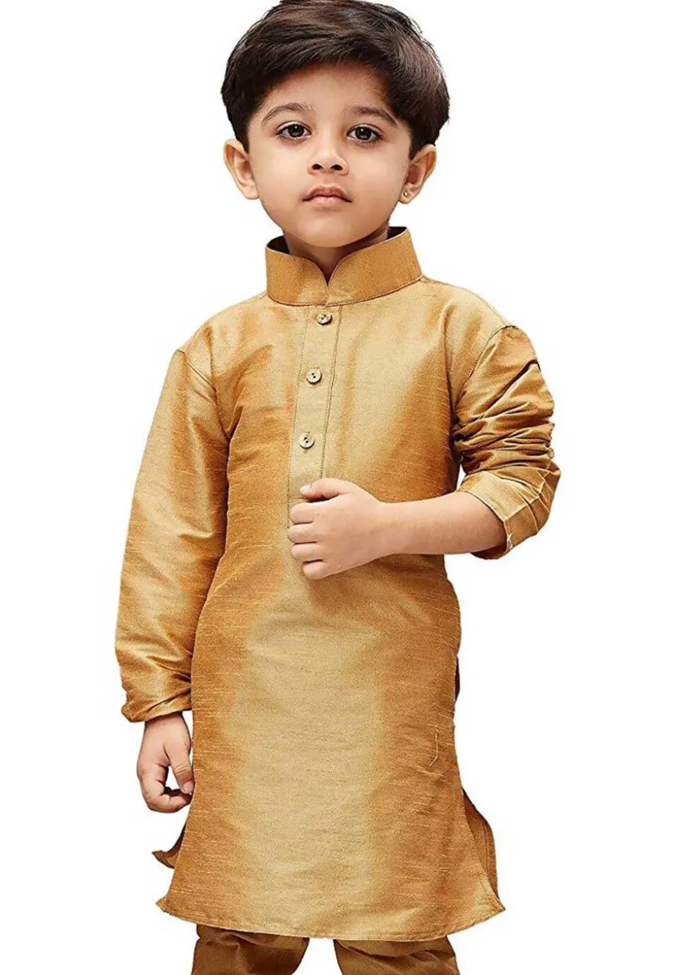 Solid Color Dupion Silk Kurta in Beige