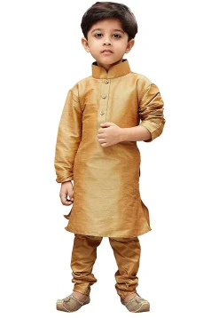 Solid Color Dupion Silk Kurta in Beige
