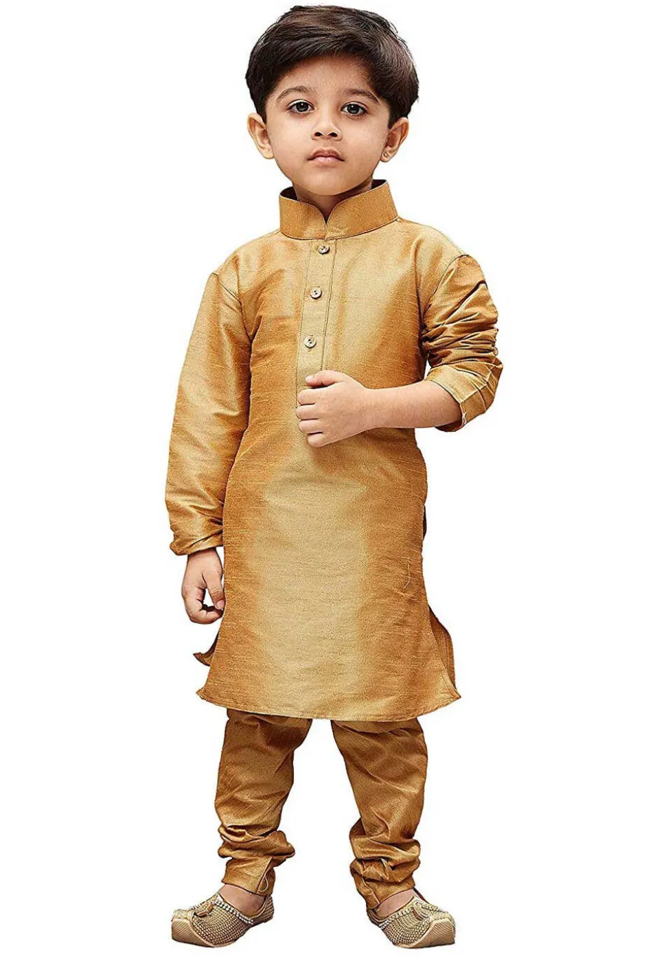 Solid Color Dupion Silk Kurta in Beige