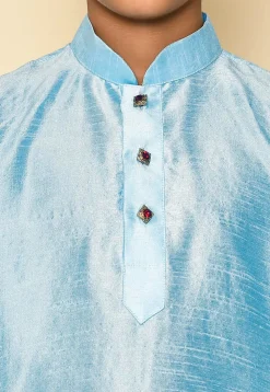 Solid Color Dupion Silk Kurta in Light Blue
