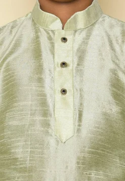 Solid Color Dupion Silk Kurta in Pastel Green