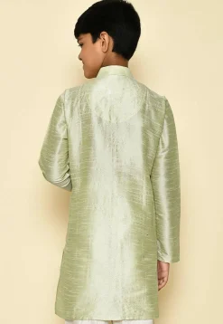 Solid Color Dupion Silk Kurta in Pastel Green