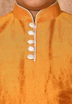 Solid Color Dupion Silk Kurta Set in Mustard