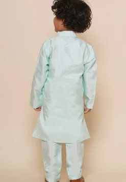 Solid Color Dupion Silk Kurta Set in Pastel Green