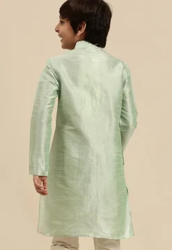 Solid Color Dupion Silk Kurta in Pastel Green