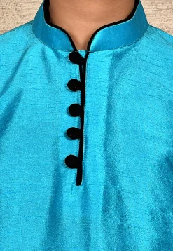 Solid Color Dupion Silk Kurta in Blue
