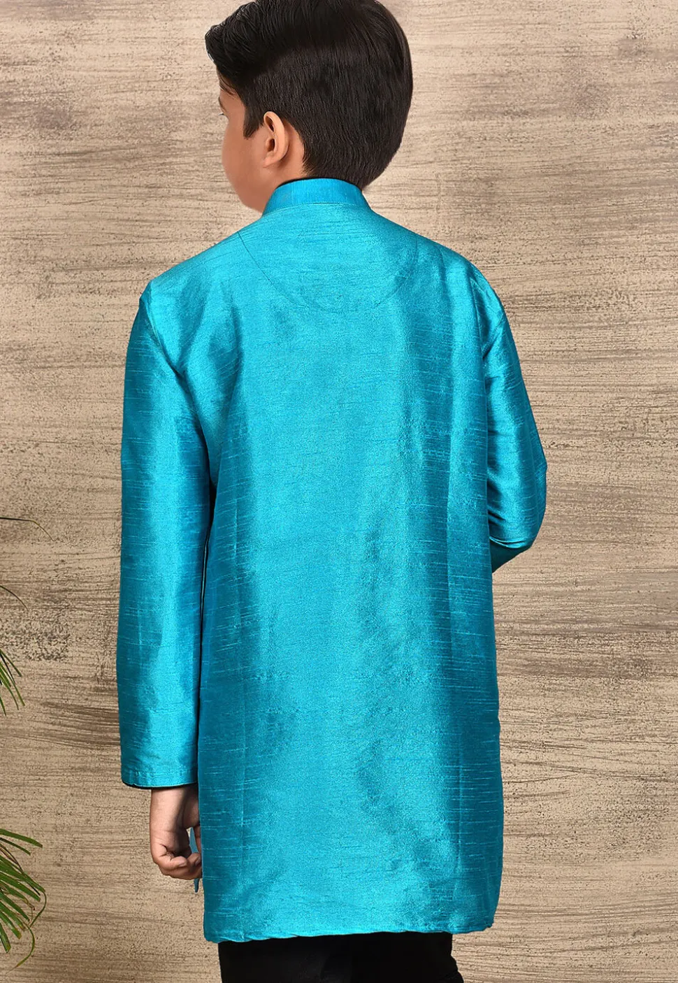 Solid Color Dupion Silk Kurta in Blue