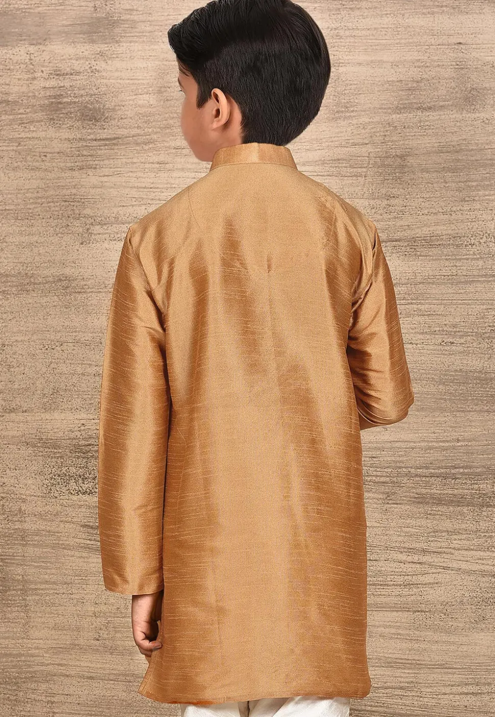 Solid Color Dupion Silk Kurta in Beige