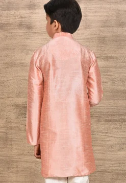 Solid Color Dupion Silk Kurta in Peach