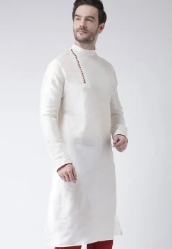Solid Color Dupion Silk Kurta in White