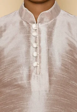 Solid Color Dupion Silk Kurta Set in Pastel Brown