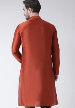 Solid Color Dupion Silk Kurta in Rust