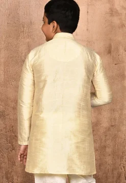 Solid Color Dupion Silk Kurta in Light Beige