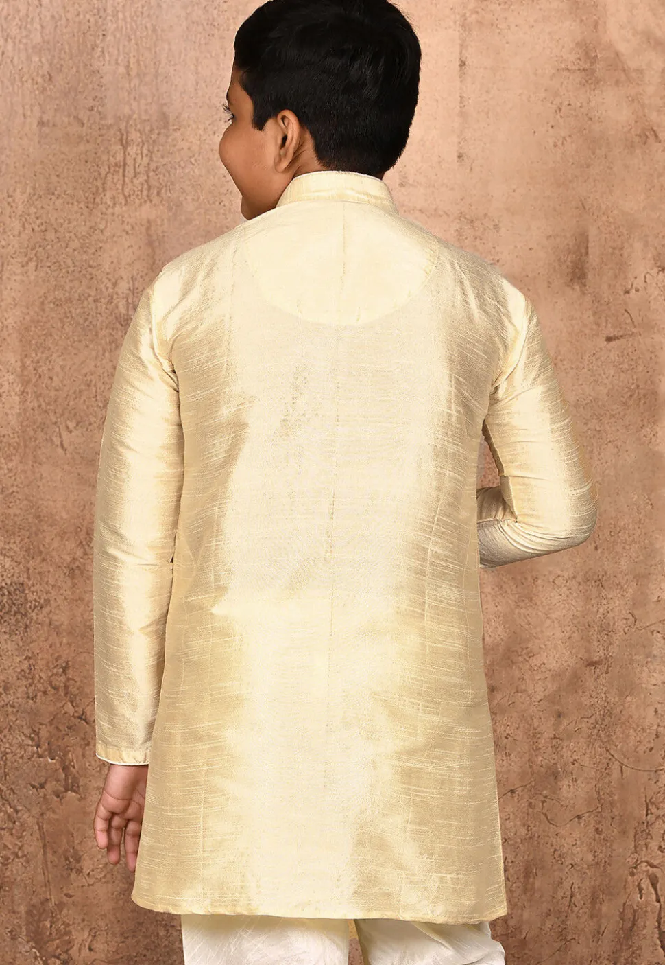Solid Color Dupion Silk Kurta in Light Beige