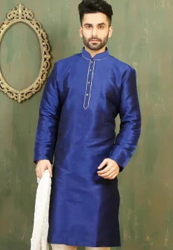 Solid Color Dupion Silk Kurta in Royal Blue