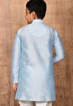 Solid Color Dupion Silk Kurta in Light Blue