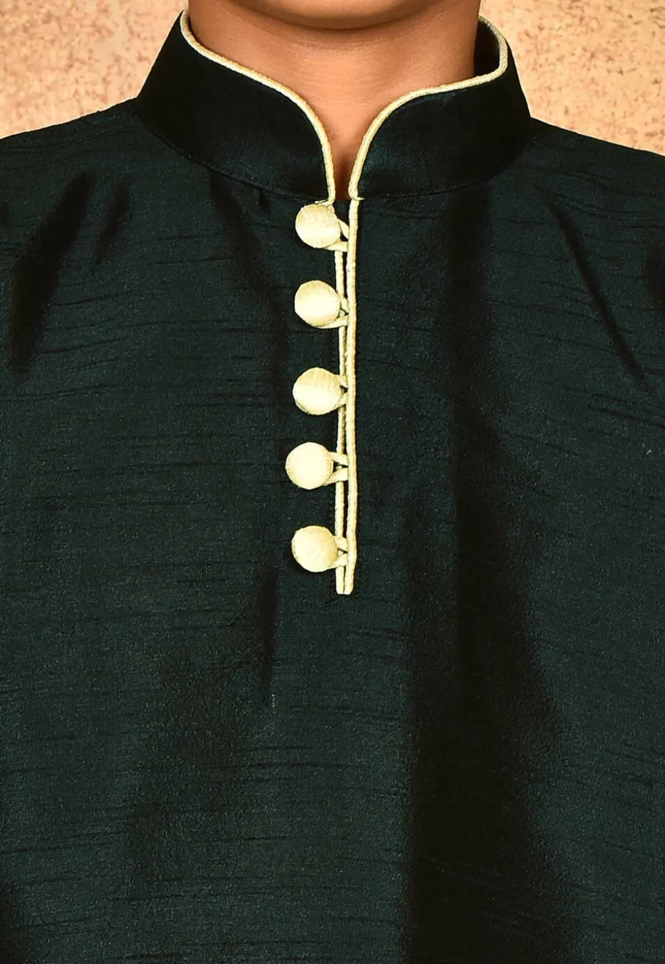 Solid Color Dupion Silk Kurta in Dark Green