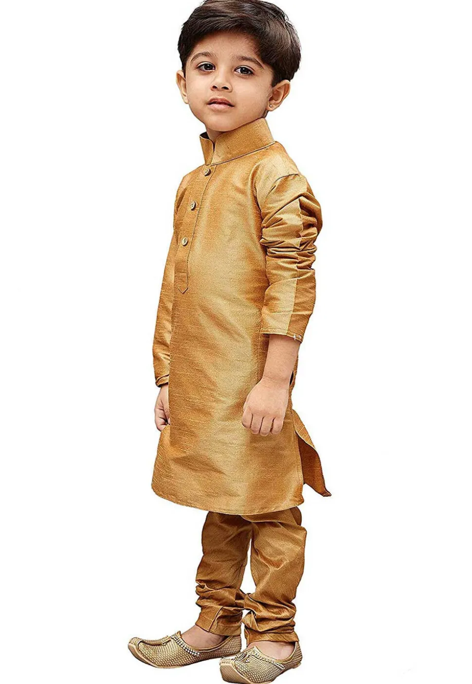 Solid Color Dupion Silk Kurta Set in Beige