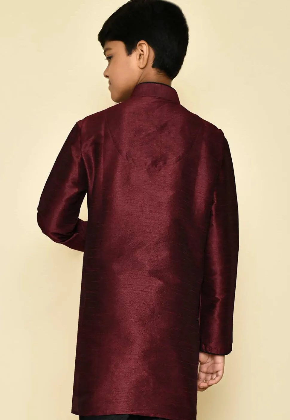 Solid Color Dupion Silk Kurta in Maroon