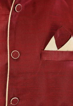 Solid Color Dupion Silk Nehru Jacket in Maroon