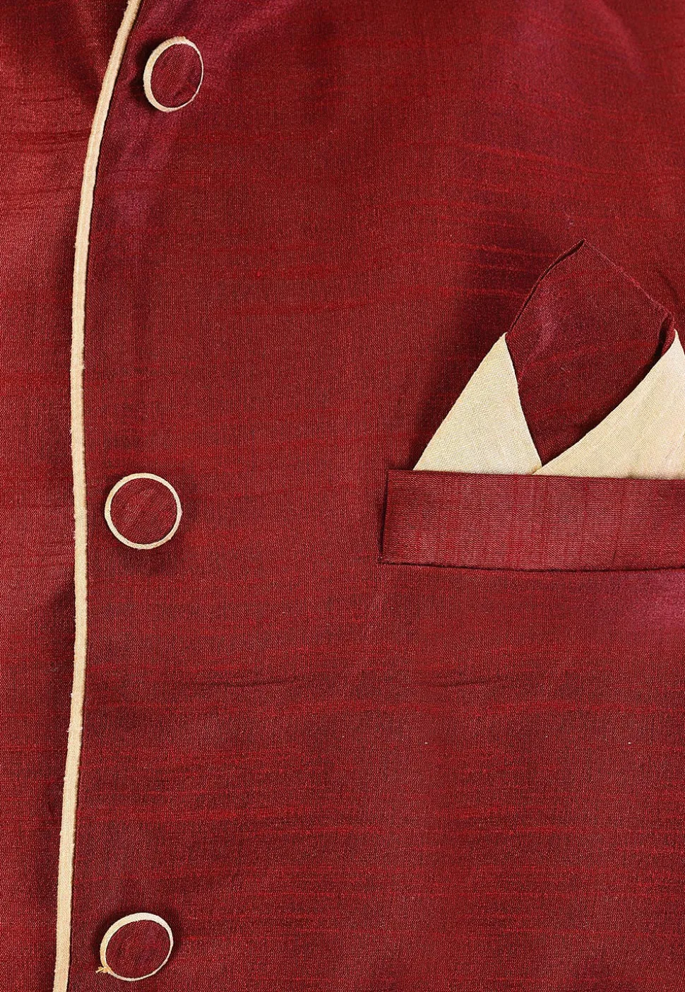 Solid Color Dupion Silk Nehru Jacket in Maroon