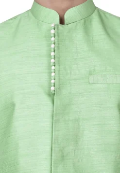 Solid Color Dupion Silk Nehru Jacket in Light Green