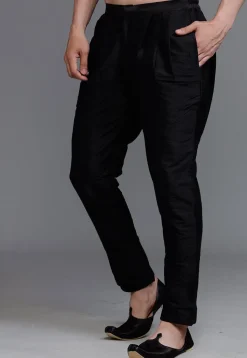 Solid Color Dupion Silk Pant in Black