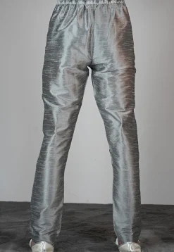 Solid Color Dupion Silk Pajama in Grey