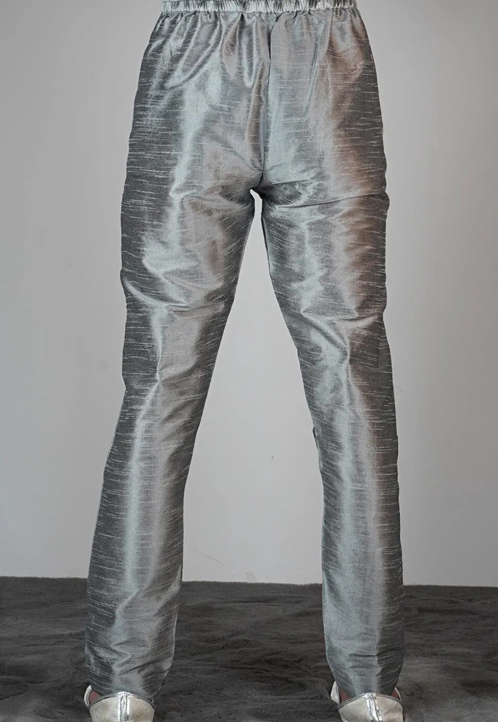 Solid Color Dupion Silk Pajama in Grey
