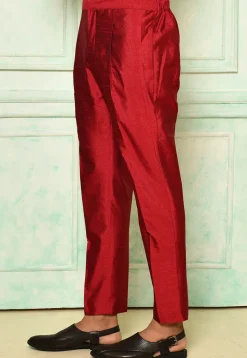 Solid Color Dupion Silk Pant in Red