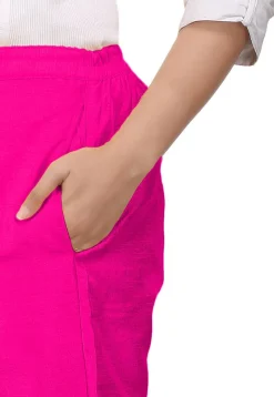 Solid Color Dupion Silk Pant in Fuchsia