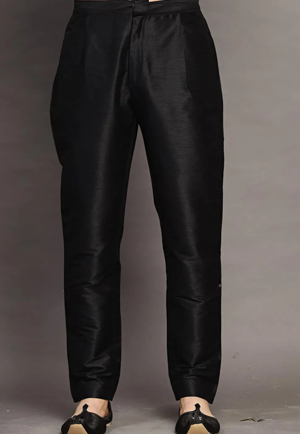 Solid Color Dupion Silk Pajama in Black