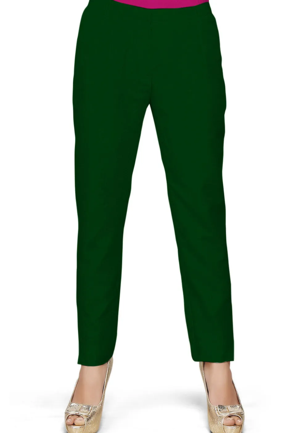 Solid Color Dupion Silk Pant in Dark Green