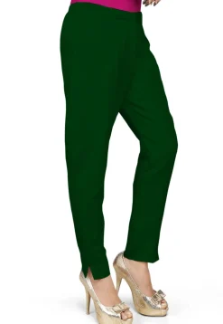 Solid Color Dupion Silk Pant in Dark Green