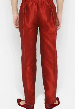 Solid Color Dupion Silk Pajama in Maroon