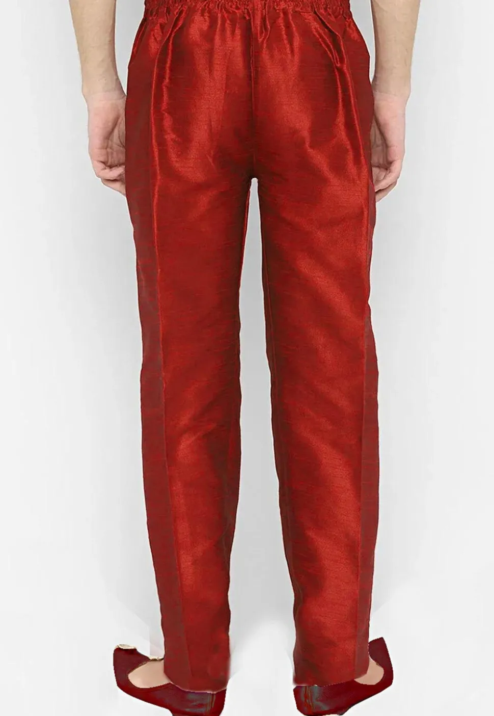 Solid Color Dupion Silk Pajama in Maroon