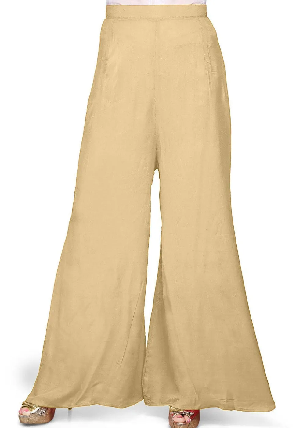 Solid Color Dupion Silk Palazzo in Beige