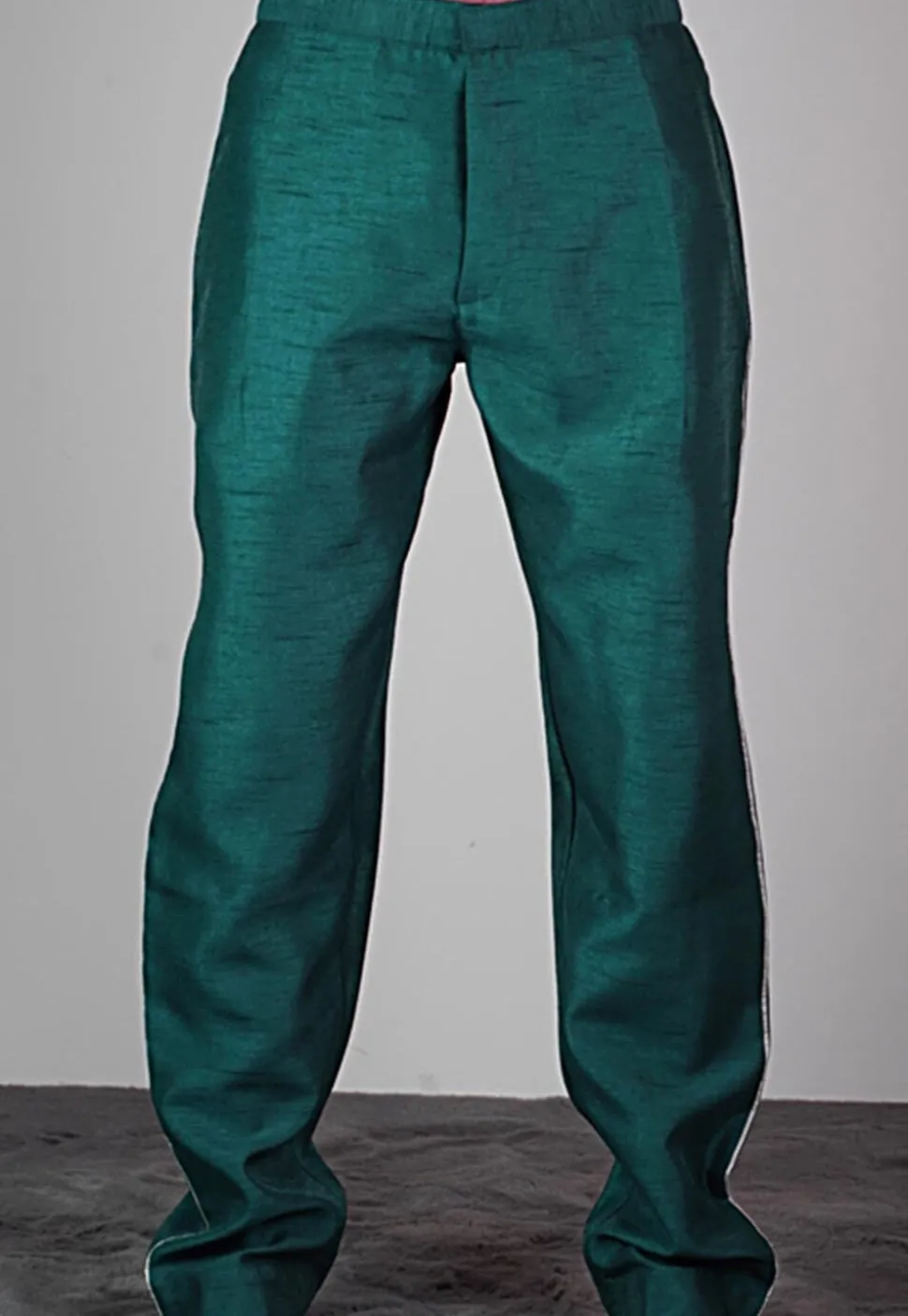 Solid Color Dupion Silk Pajama in Teal Green