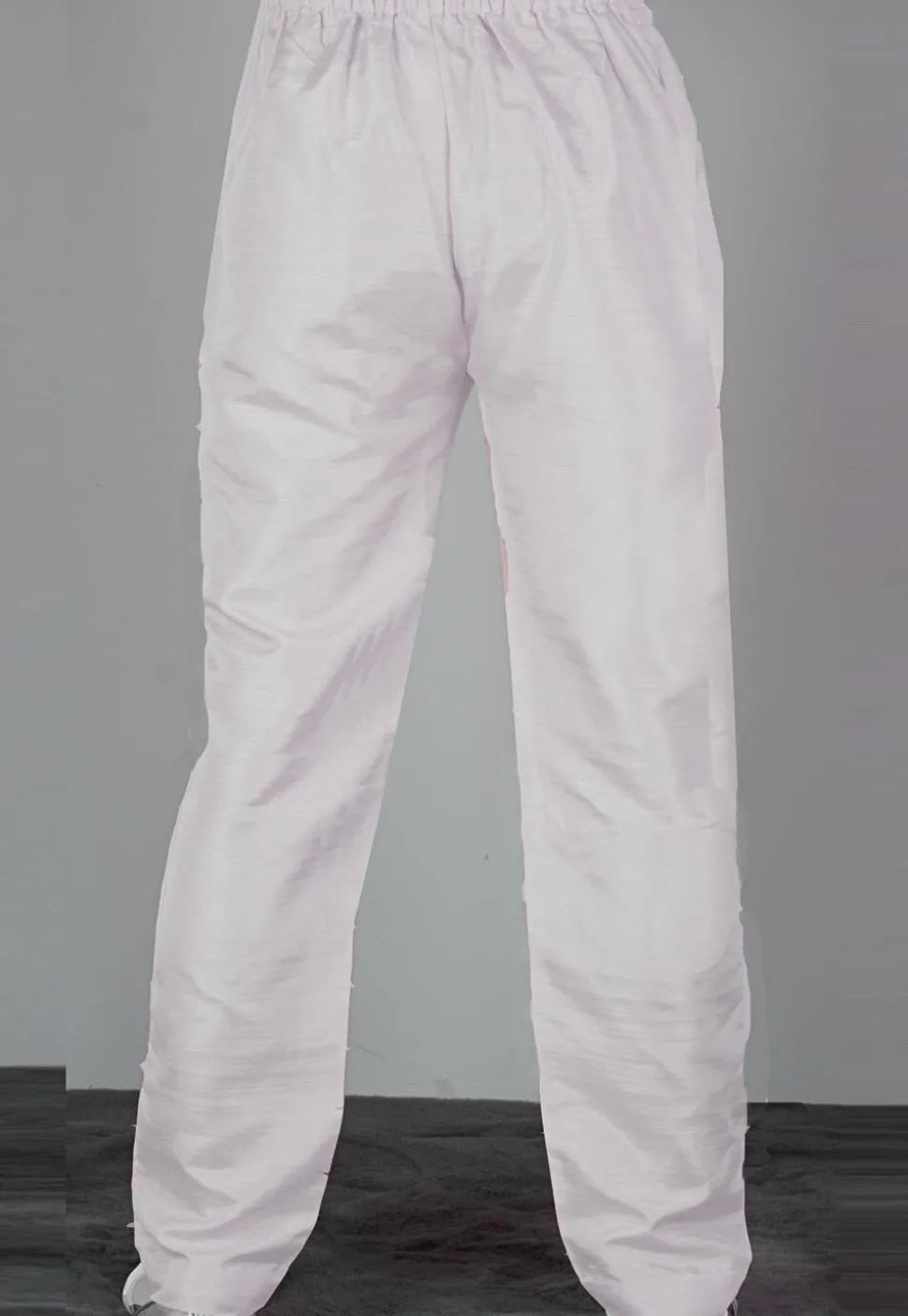 Solid Color Dupion Silk Pajama in Off White