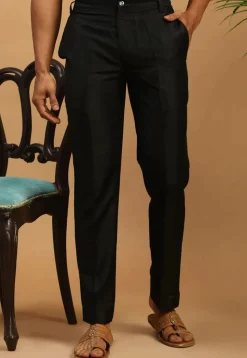 Solid Color Dupion Silk Pant in Black