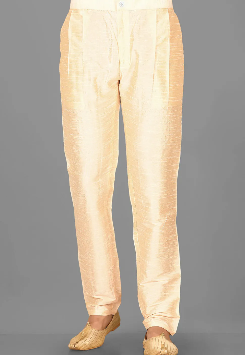 Solid Color Dupion Silk Pant in Light Beige