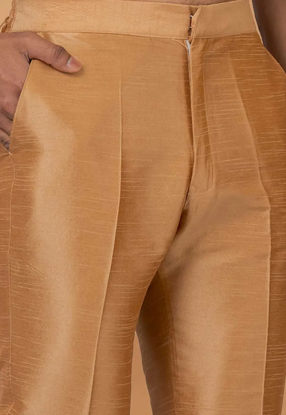 Solid Color Dupion Silk Pant in Beige