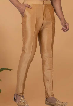 Solid Color Dupion Silk Pant in Beige
