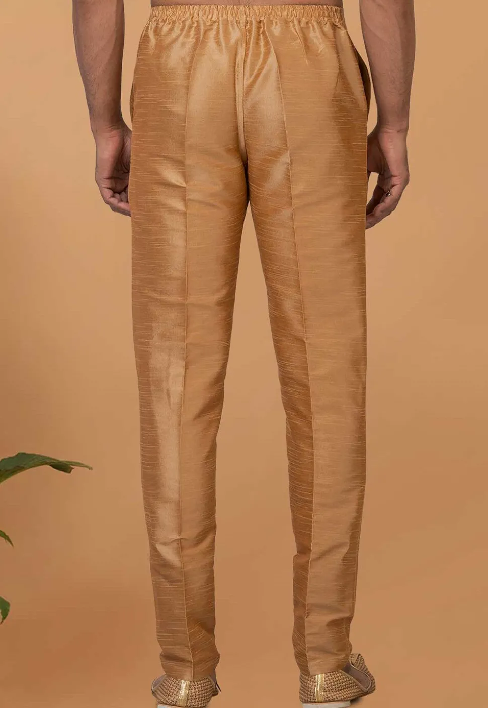 Solid Color Dupion Silk Pant in Beige