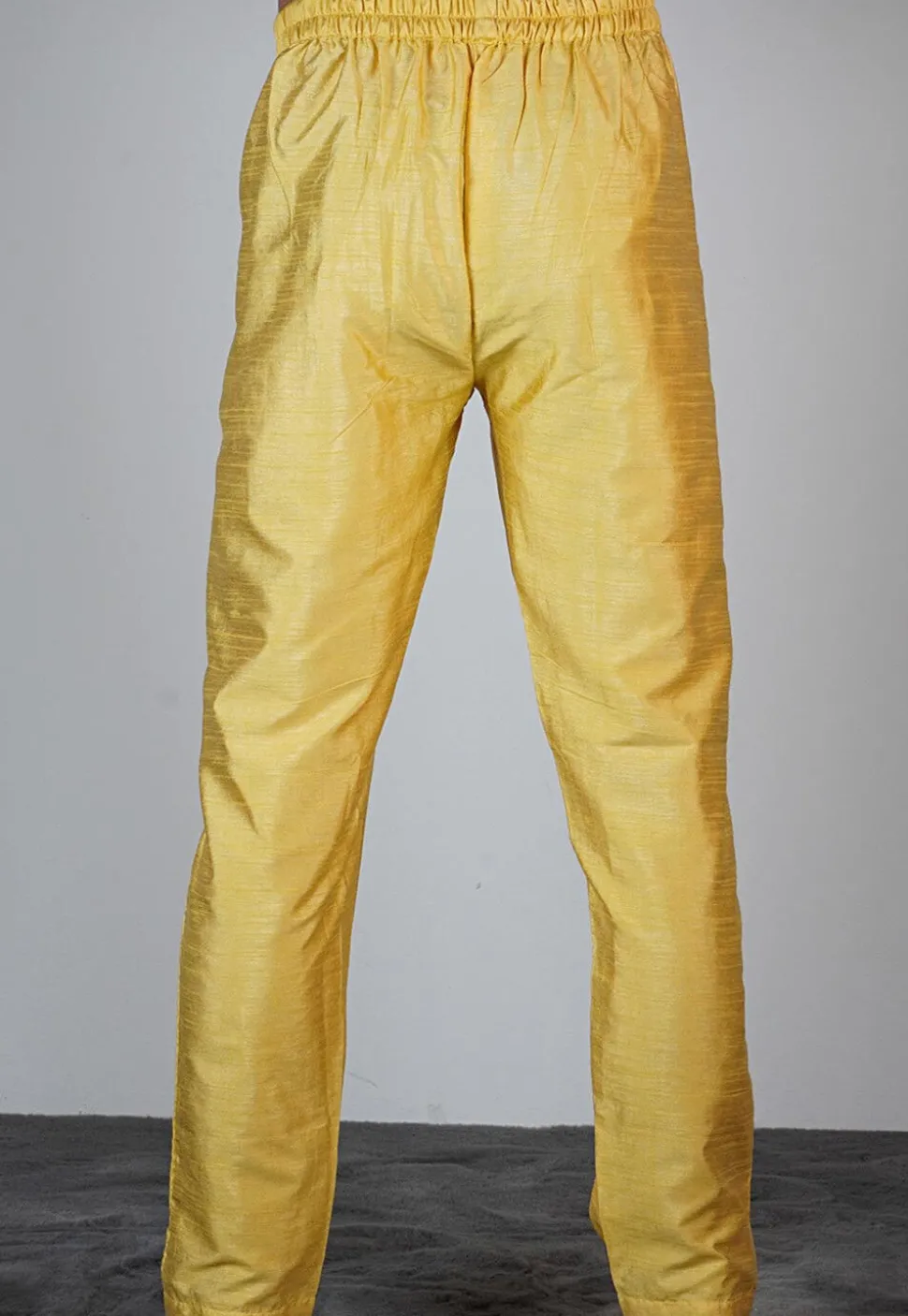 Solid Color Dupion Silk Pajama in Mustard
