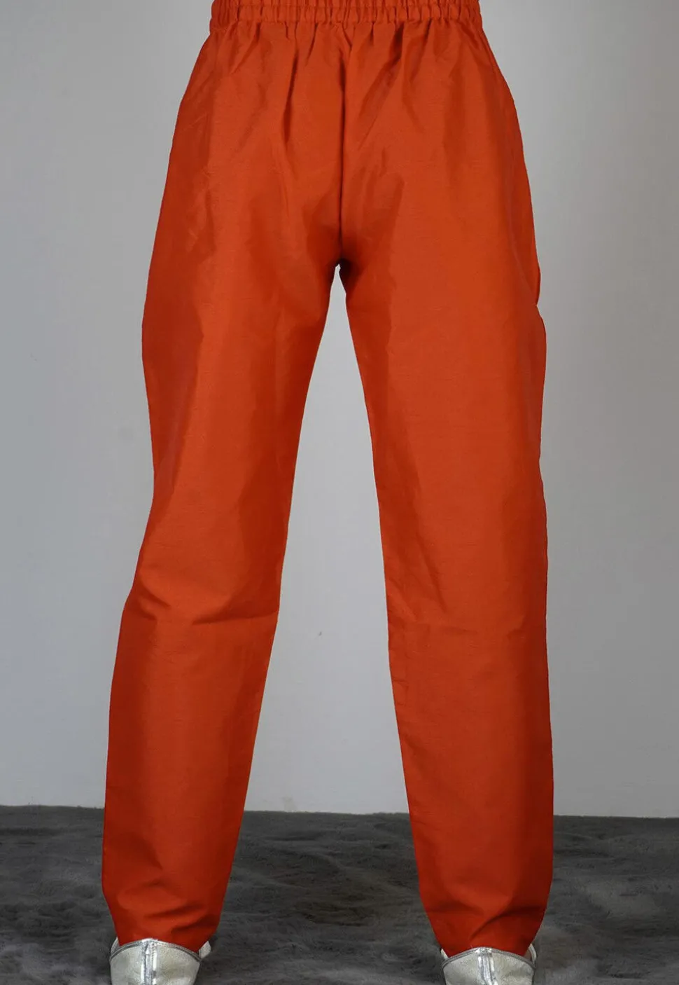 Solid Color Dupion Silk Pajama in Dark Orange