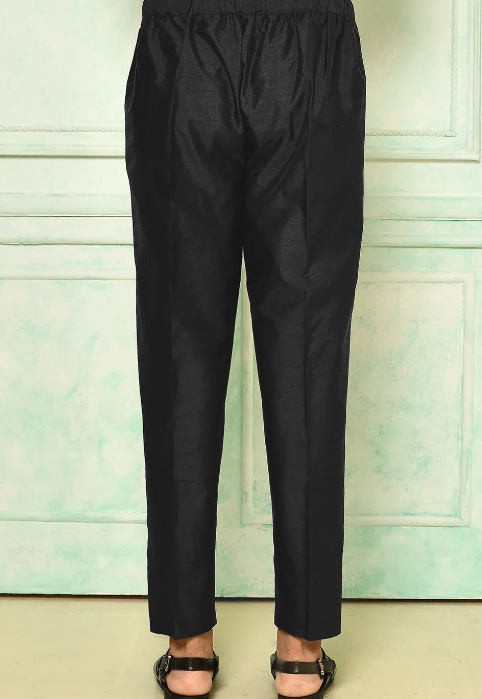 Solid Color Dupion Silk Pant in Black