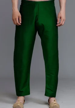Solid Color Dupion Silk Pajama in Green