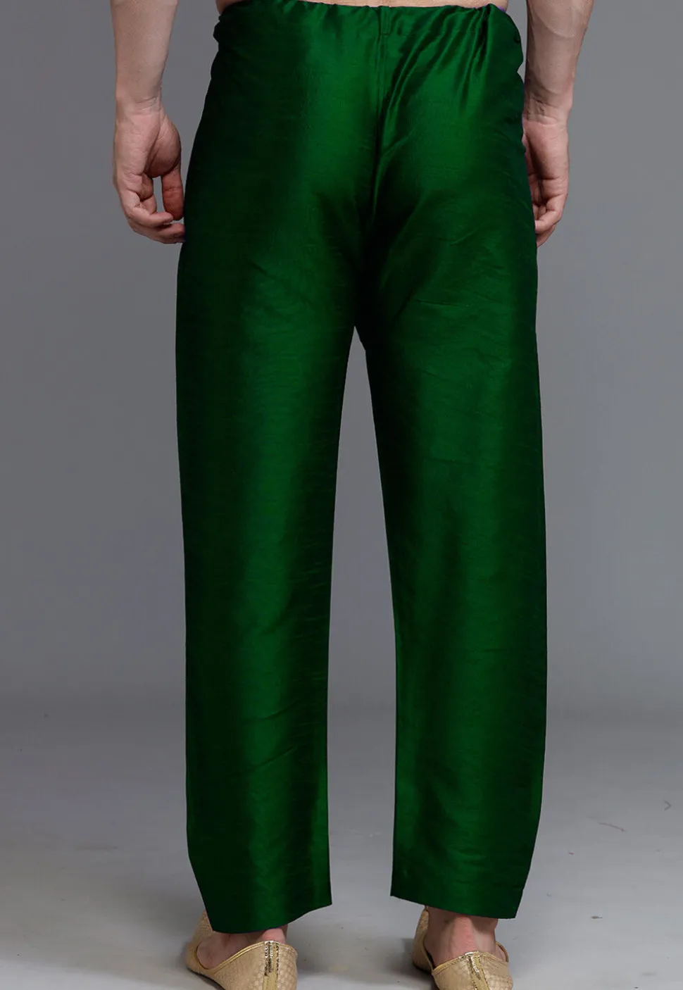 Solid Color Dupion Silk Pajama in Green