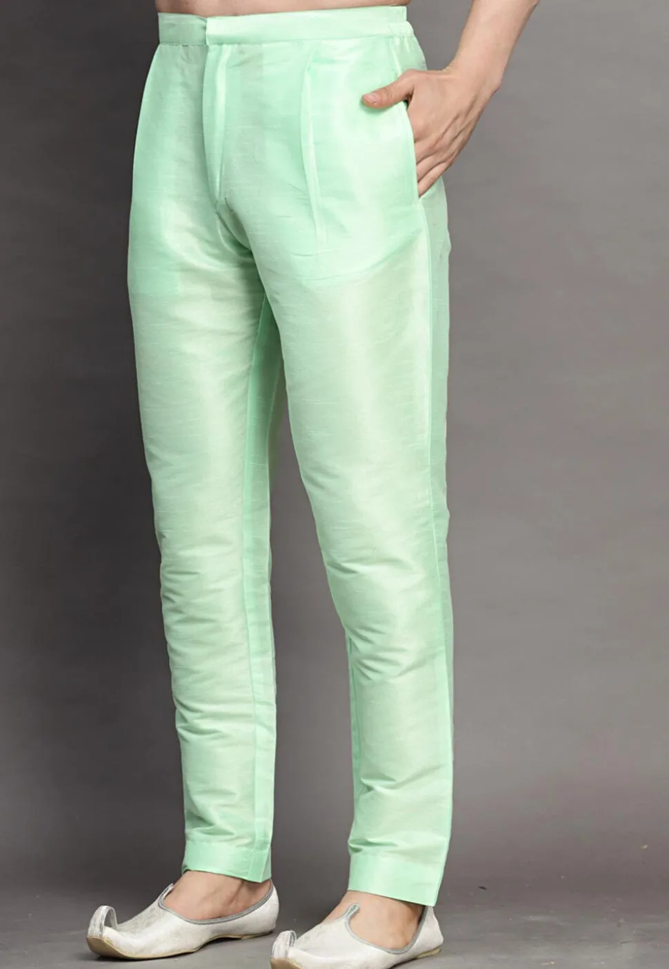 Solid Color Dupion Silk Pajama in Pastel Green